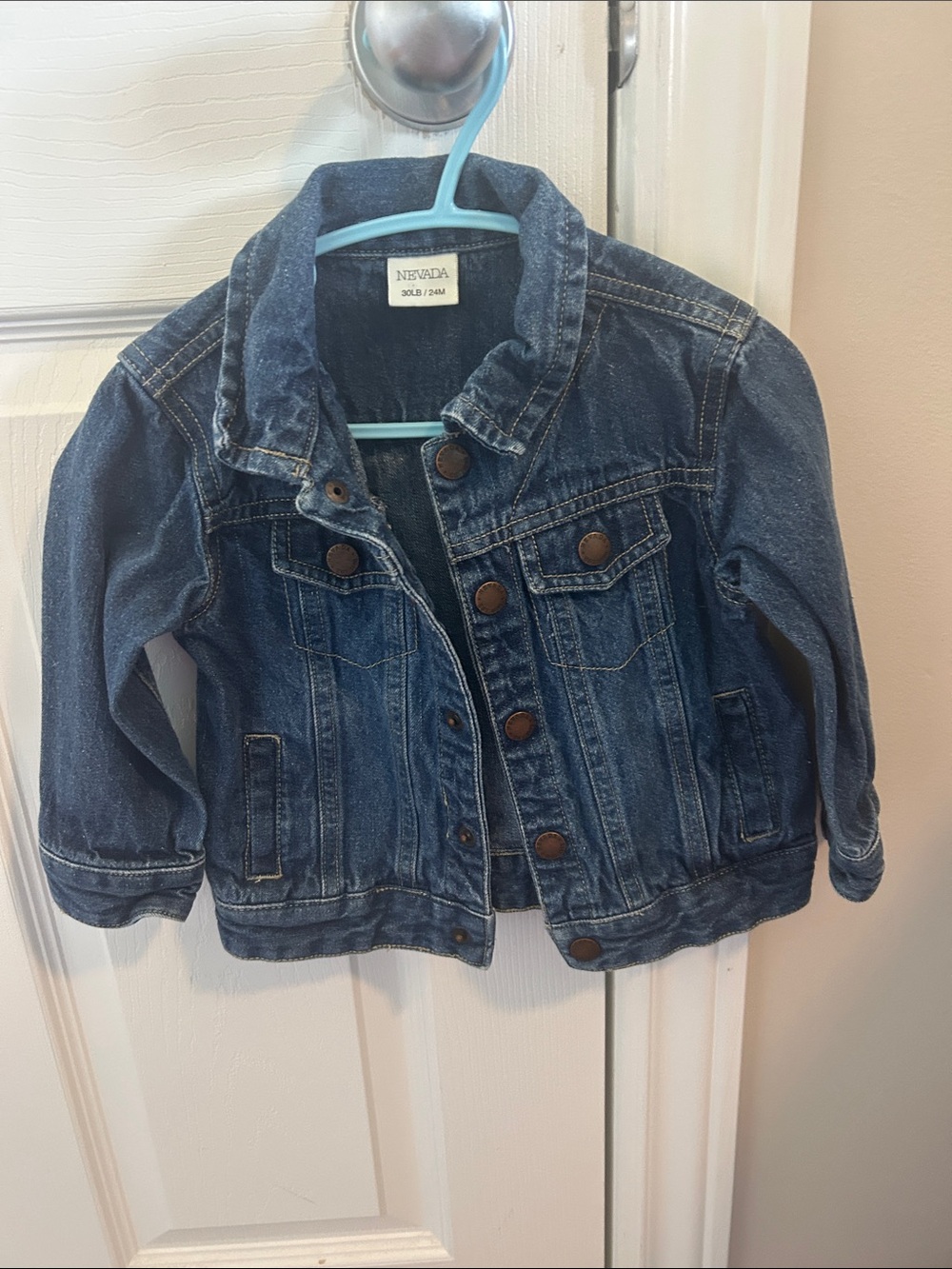 Kids' Dark Blue Denim Jean Jacket - Button Front